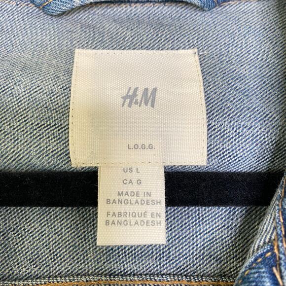 H&M Men's Medium Wash 100% Cotton Denim Jacket Size Large - Picture 4 of 9
